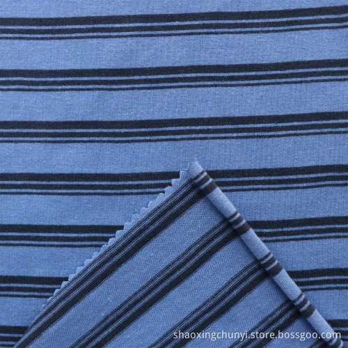 Atmungsaktueller hochwertiger Poly65% Cotton35% Streifen Muster Single Jersey Strick -Hemd -Stoff für Männer Frauen